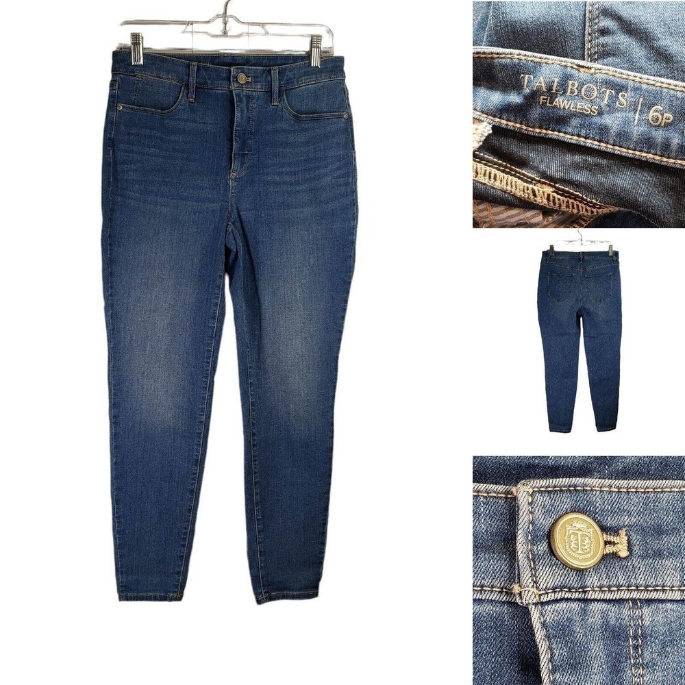 Talbots Womens Jean Size 6p High Waist Jegging Ankle Stretch Medium Wash Blue